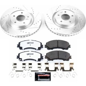 Nissan Rogue Brake Kit - Front - PowerStop - Drilled & Slotted Rotors + Carbon-Fiber Ceramic Pads - `14-`19