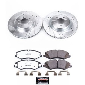 Land Rover Range Rover Brake Pads + Rotors - Front - PowerStop - Z36 Truck & Tow: Drilled & Slotted Rotors + Carbon-Fiber Ceramic Pads - `14-`17