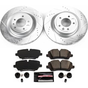 Land Rover Range Rover Brake Pads + Rotors - Rear - PowerStop - Z23 Evolution Sport: Drilled & Slotted Rotors + Carbon-Fiber Ceramic Pads - `14-`17