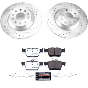 Audi TT Quattro Brake Kit - Rear - PowerStop - Drilled & Slotted Rotors + Carbon-Fiber Ceramic Pads - `16-`18