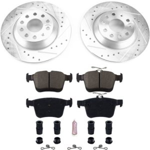 Audi TT Quattro Brake Kit - Rear - PowerStop - Drilled & Slotted Rotors + Carbon-Fiber Ceramic Pads - `16-`18