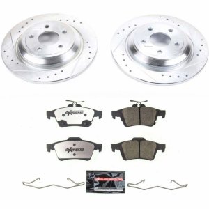 Ford Focus Brake Kit - Rear - PowerStop - Z26 Street Warrior + Drilled & Slotted Rotors + Carbon-Fiber Ceramic Pads - `16-`18 Ford Focus Brake Kit - Rear - PowerStop - Z26 Street Warrior + Drilled & Slotted Rotors + Carbon-Fiber Ceramic Pads - `16-`18