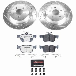Ford Edge Brake Kit - Rear - PowerStop - Drilled & Slotted Rotors + Carbon-Fiber Ceramic Pads - `15-`21