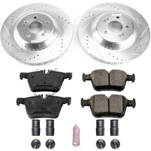 Mercedes-Benz C350e Brake Kit - Rear - PowerStop - Drilled & Slotted Rotors + Carbon-Fiber Ceramic Pads - 2018 Mercedes-Benz C350e Brake Kit - Rear - PowerStop - Drilled & Slotted Rotors + Carbon-Fiber Ceramic Pads - 2018