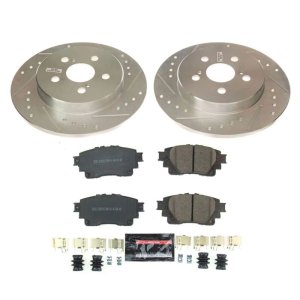 Toyota Corolla Brake Kit - Rear - PowerStop - Drilled & Slotted Rotors + Carbon-Fiber Ceramic Pads - 2019 Toyota Corolla Brake Kit - Rear - PowerStop - Drilled & Slotted Rotors + Carbon-Fiber Ceramic Pads - 2019