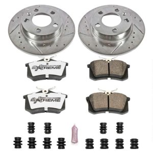 Audi TT Brake Kit - Rear - PowerStop - Drilled & Slotted Rotors + Carbon-Fiber Ceramic Pads - `99-`06