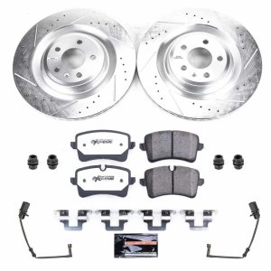 Audi S8 Brake Kit - Rear - PowerStop - Drilled & Slotted Rotors + Carbon-Fiber Ceramic Pads - 2018