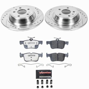Ford Fusion Brake Kit - Rear - PowerStop - Drilled & Slotted Rotors + Carbon-Fiber Ceramic Pads - `17-`20 Ford Fusion Brake Kit - Rear - PowerStop - Drilled & Slotted Rotors + Carbon-Fiber Ceramic Pads - `17-`20