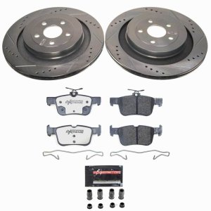 Ford Edge Brake Kit - Rear - PowerStop - Drilled & Slotted Rotors + Carbon-Fiber Ceramic Pads - `19-`24