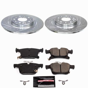 Chrysler Pacifica Brake Kit - Rear - PowerStop - Z23 Evolution, Drilled & Slotted Rotors + Carbon-Fiber Ceramic Pads - `20-`25