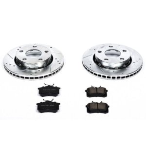 Audi S4 Brake Kit - Rear - PowerStop - Drilled & Slotted Rotors + Carbon-Fiber Ceramic Pads - `00-`02