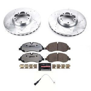 Ford Transit-350 HD Brake Kit - Front - PowerStop - Z36 Truck & Tow, Drilled & Slotted Rotors + Carbon-Fiber Ceramic Pads - `20-`22