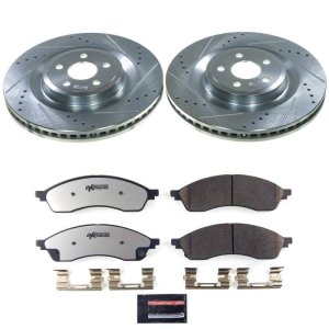 Ford Edge Brake Kit - Front - PowerStop - Z36 Truck & Tow, Drilled & Slotted Rotors + Carbon-Fiber Ceramic Pads - `21-`24