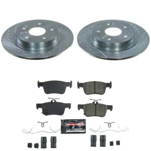 Acura Integra Brake Kit - Rear - PowerStop - Z23 Evolution Sport - Drilled & Slotted Rotors + Carbon-Fiber Ceramic Pads - `23-`25