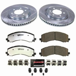 Ford F-150 Lightning Brake Kit - Front - PowerStop - Drilled & Slotted Rotors + Carbon-Fiber Ceramic Pads - `22-`23