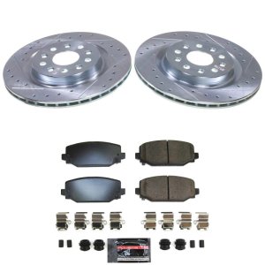 Jeep Grand Cherokee Brake Kit - Rear - PowerStop - Z23 Evolution Sport, Drilled & Slotted Rotors + Carbon-Fiber Ceramic Pads - `22-`24 Jeep Grand Cherokee Brake Kit - Rear - PowerStop - Z23 Evolution Sport, Drilled & Slotted Rotors + Carbon-Fiber Ceramic Pads - `22-`24