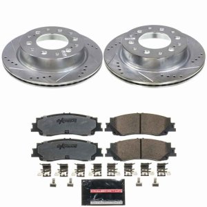 Toyota Tacoma Brake Kit - Rear - PowerStop - Drilled & Slotted Rotors + Carbon-Fiber Ceramic Pads - `24-`25