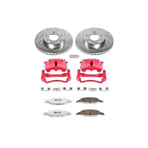 Ford Mustang Brake Kit - Front - PowerStop - Drilled & Slotted Rotors + Carbon-Fiber Ceramic Pads + Powder Coated Calipers - `99-`02 Ford Mustang Brake Kit - Front - PowerStop - Drilled & Slotted Rotors + Carbon-Fiber Ceramic Pads + Powder Coated Calipers - `99-`02