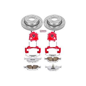 BMW 323Ci Brake Kit - Rear - PowerStop - Drilled & Slotted Rotors + Carbon-Fiber Ceramic Pads + Powder Coated Calipers - Red - 2000