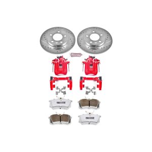 Audi TT Brake Kit - Rear - PowerStop - Drilled & Slotted Rotors + Carbon-Fiber Ceramic Pads + Powder Coated Calipers - Red - `00-`06