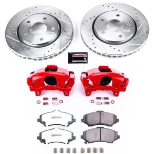 Dodge Journey Brake Kit - Front - PowerStop - Drilled & Slotted Rotors + Carbon-Fiber Ceramic Pads + Powder Coated Calipers - Red - `09-`13 Dodge Journey Brake Kit - Front - PowerStop - Drilled & Slotted Rotors + Carbon-Fiber Ceramic Pads + Powder Coated Calipers - Red - `09-`13