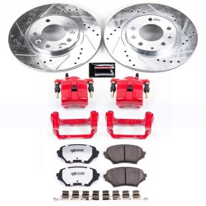 Mazda MX-5 Miata Brake Kit - Front - PowerStop - Z26 Street Warrior - Drilled & Slotted Rotors + Carbon-Fiber Ceramic Pads + Powder Coated Calipers - Red - `06-`15 Mazda MX-5 Miata Brake Kit - Front - PowerStop - Z26 Street Warrior - Drilled & Slotted Rotors + Carbon-Fiber Ceramic Pads + Powder Coated Calipers - Red - `06-`15