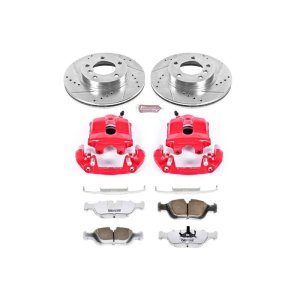 BMW 323Ci Brake Kit - Front - PowerStop - Drilled & Slotted Rotors + Carbon-Fiber Ceramic Pads + Powder Coated Calipers - Red - 2000
