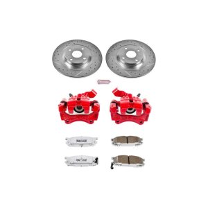 Mazda Miata Brake Kit - Rear - PowerStop - Drilled & Slotted Rotors + Carbon-Fiber Ceramic Pads + Powder Coated Calipers - Red - `01-`05 Mazda Miata Brake Kit - Rear - PowerStop - Drilled & Slotted Rotors + Carbon-Fiber Ceramic Pads + Powder Coated Calipers - Red - `01-`05