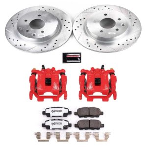 Nissan Maxima Brake Kit - Rear - PowerStop - Drilled & Slotted Rotors + Carbon-Fiber Ceramic Pads + Powder Coated Calipers - 2018