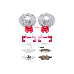 BMW Z3 Brake Kit - Front - PowerStop - Drilled & Slotted Rotors + Carbon-Fiber Ceramic Pads + Powder Coated Calipers - `01-`02