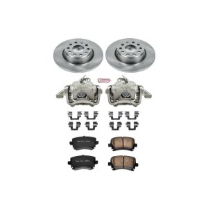 Audi A3 Brake Kit - Rear - PowerStop - Autospecialty Rotors + Evolution Ceramic Pads + Non-Coated Replacement Calipers - `06-`09