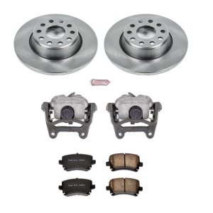 Audi A3 Brake Kit - Rear - PowerStop - Autospecialty Rotors + Evolution Ceramic Pads + Non-Coated Calipers - `06-`08