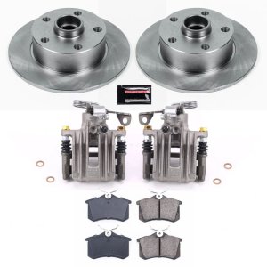 Audi A4 Brake Kit - Rear - PowerStop - Autospecialty Rotors + Evolution Ceramic Pads + Non-coated Calipers - `97-`01