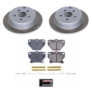 Toyota Corolla Brake Kit - Front + Rear - PowerStop - OE Stock Replacement Low-Dust Ceramic Pads + Autospecialty Rotors + Evolution Premium Coated Brake Drums - `03-`08 Toyota Corolla Brake Kit - Front + Rear - PowerStop - OE Stock Replacement Low-Dust Ceramic Pads + Autospecialty Rotors + Evolution Premium Coated Brake Drums - `03-`08