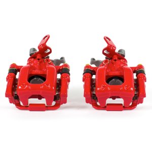 Audi A3 Brake Calipers (2) - Rear - PowerStop - Floating Manual Parking Brake Caliper with Bracket - Red - `10-`12