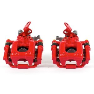 Audi A3 Brake Calipers (2) - Rear - PowerStop - Floating Manual Parking Brake Caliper with Bracket - Red - `10-`12 Audi A3 Brake Calipers (2) - Rear - PowerStop - Floating Manual Parking Brake Caliper with Bracket - Red - `10-`12