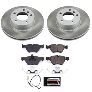 BMW 328xi Brake Kit - Front - PowerStop - Semi-Coated Rotors + Z17 Evolution Plus Ceramic Pads - Silver - 2007