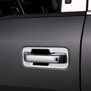 Ford F350 Super Duty Door Handle Covers - Front + Rear - Putco - Deluxe w/ Driver Keyhole - Chrome - `17-`22
