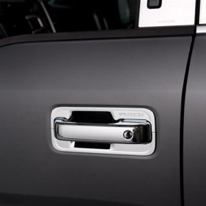Ford Super Duty F350 Door Handle Covers - Front - Putco - Deluxe w/ Driver Keyhole - Chrome - `17-`22