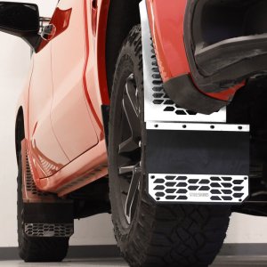 Dodge Ram 1500 Mud Flaps - Putco - Hex Shield - Polished Stainless Steel - `14-`26