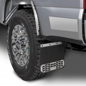 Ford SuperDuty F450 Mud Flaps - Putco - Hex Shield - Polished Stainless Steel - `17-`22