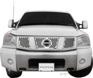 Nissan Titan Grille Insert - Putco - Punch Stainless Steel - Mirror finish - `04-`07