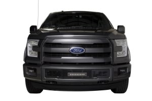 Ford F-150 Bumper Grille Inserts - Putco - SS Black Bar Design w/10in Luminix Light Bar - Black - `15-`17