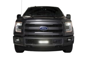 Ford F-150 Bumper Grille Inserts - Putco - SS Black Bar Design w/10in Luminix Light Bar - Black - `15-`17