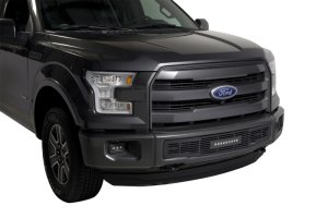 Ford F-150 Bumper Grille Inserts - Putco - SS Black Bar Design w/10in Luminix Light Bar - Black - `15-`17
