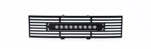 Ford F-150 Bumper Grille Inserts - Putco - Stainless Steel Bar Style + 10in Luminix Light Bar - Black - `11-`14
