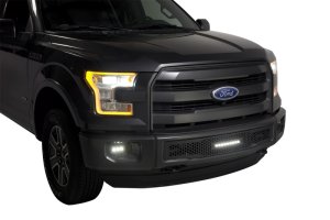 Ford F-150 Bumper Grille Insert - Putco - Punch Design w/ 10in Luminix Light Bar - Black - `15-`17