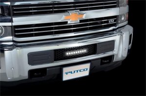 Chevrolet Silverado 2500 Grille Insert - Putco - Punch Design w/10 in. Curved Flush Luminix Light Bar - Black - `15-`19