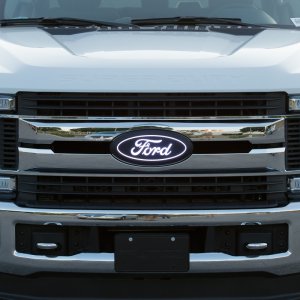 Ford F450 LED Emblem - Front - Putco - Luminix with Camera CutOut - White - `17-`19