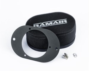 Carburettor Foam Air Filter - Ramair - RS-Series, Twin-Layer Foam, 40mm Internal Height, Black Powder-Coated Baseplate for Weber 23/32 TLD - Black